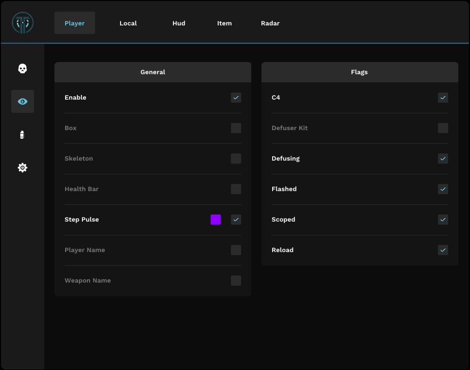 Visuals Player Settings